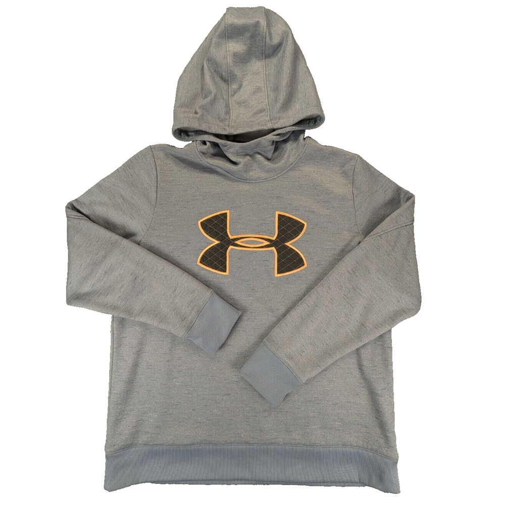 Under Armor Hoodie Large Women's Blue Pullover Sweatshirt Quilted Logo